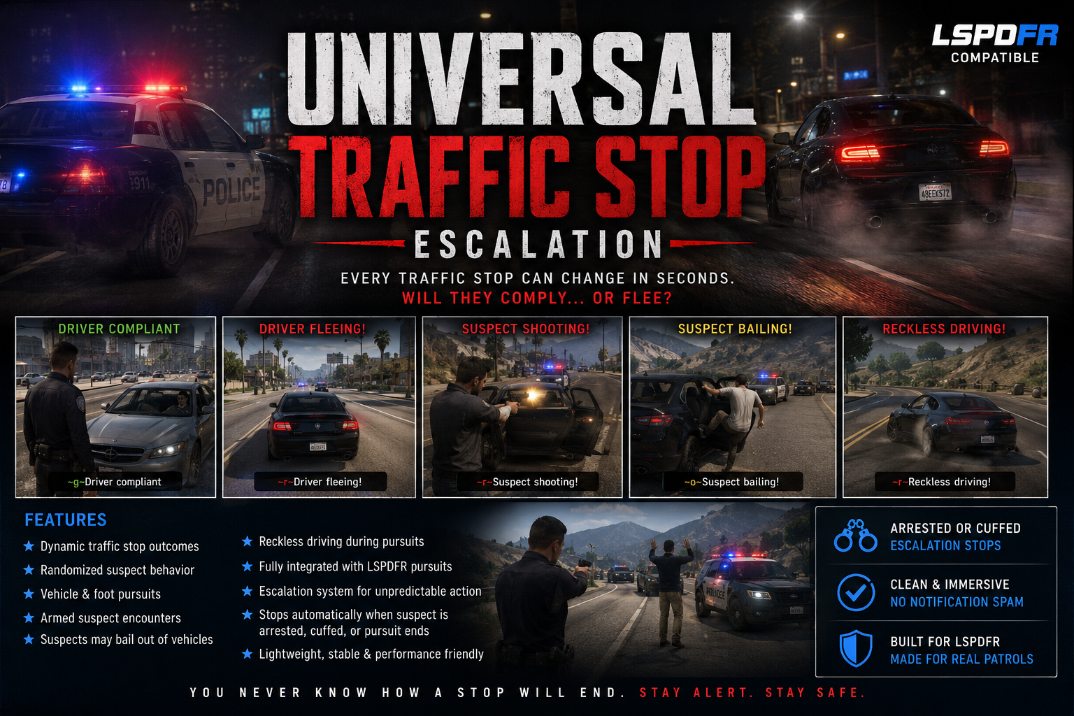 Universal Traffic Stop Escalation Banner